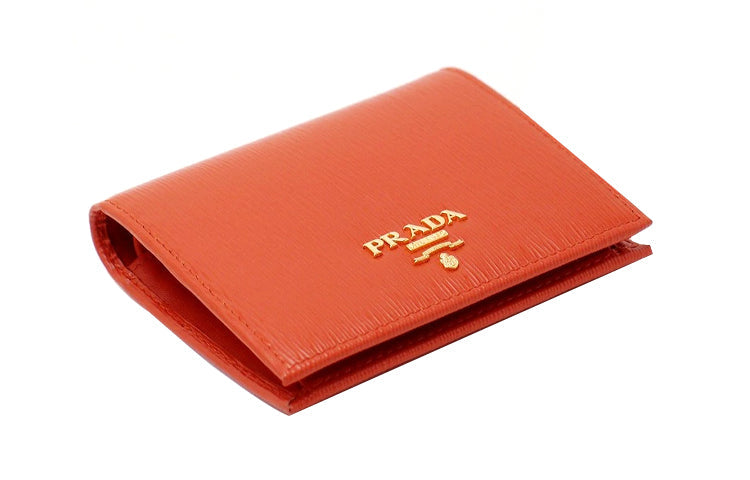 PRADA Cow Leather Wallets Clutches Women's Orange