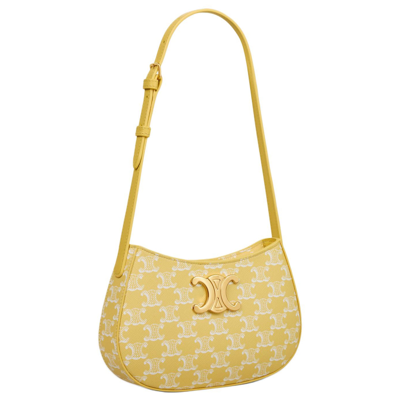 CELINE Cow Leather Handbag, Shoulder Bag Women's Bright Yellow