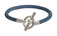 HERMES Denim Palladium-Plated Bangles Men's Blue