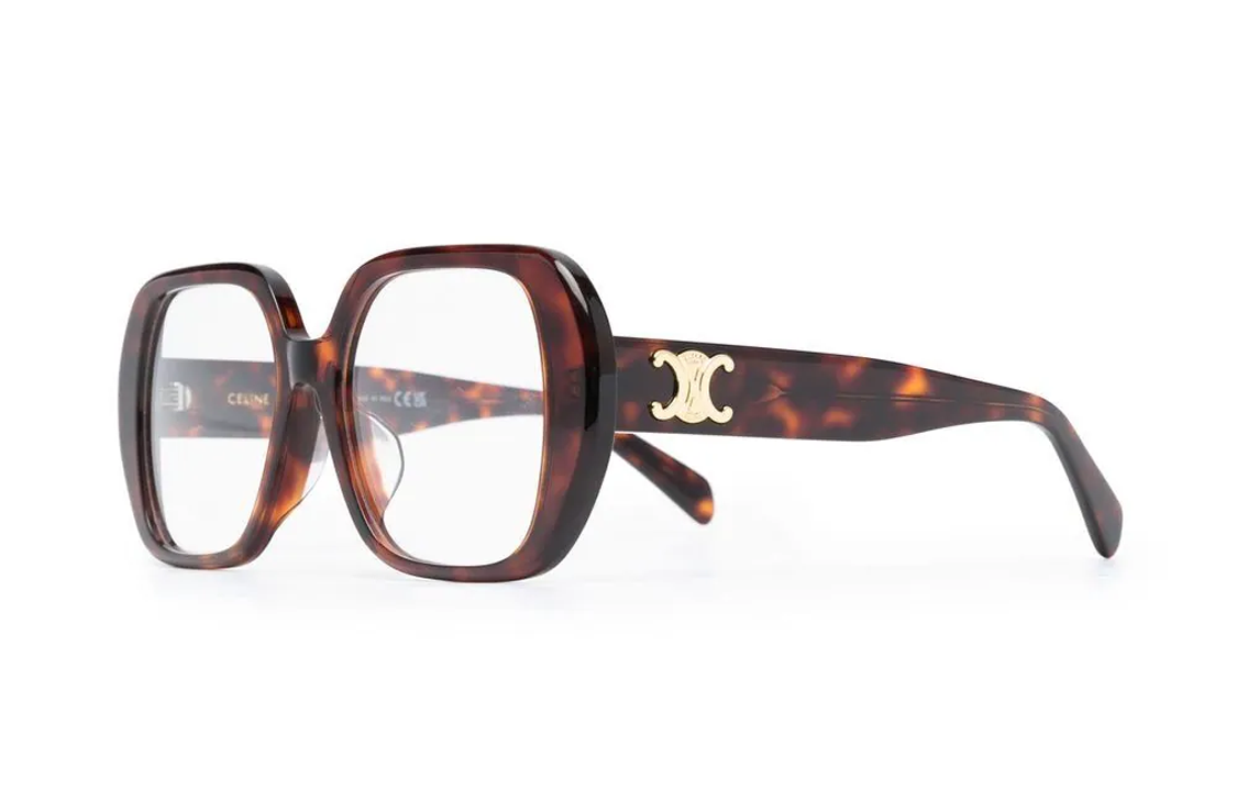 CELINE Acetate Irregular Shape Eyeglass Frames Men's Tortoiseshell