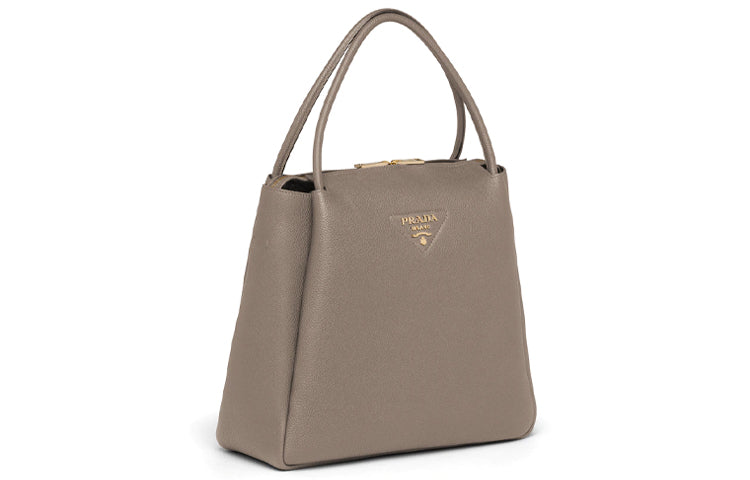 PRADA Deerskin Handbag Medium Size Women's Bamboo Gray