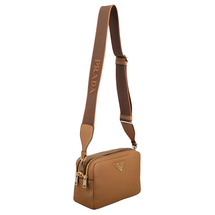 PRADA Cow Leather Shoulder Bag Women's Brown