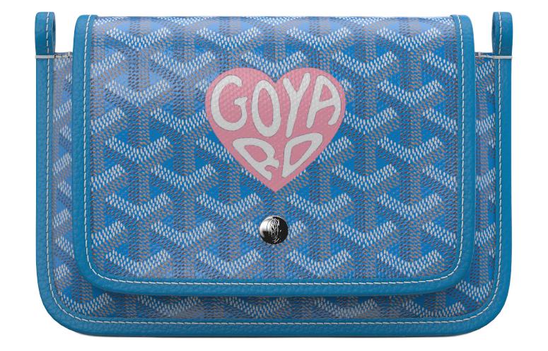 GOYARD Plumet Canvas With Leather Envelope Bag Crossbody Bag Shoulder Bag Unisex Blue And Light Pink Small Heart