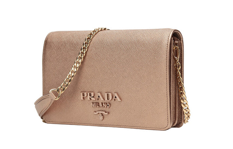 PRADA Cow Leather Crossbody Bag Shoulder Bag Women's Quartz Color