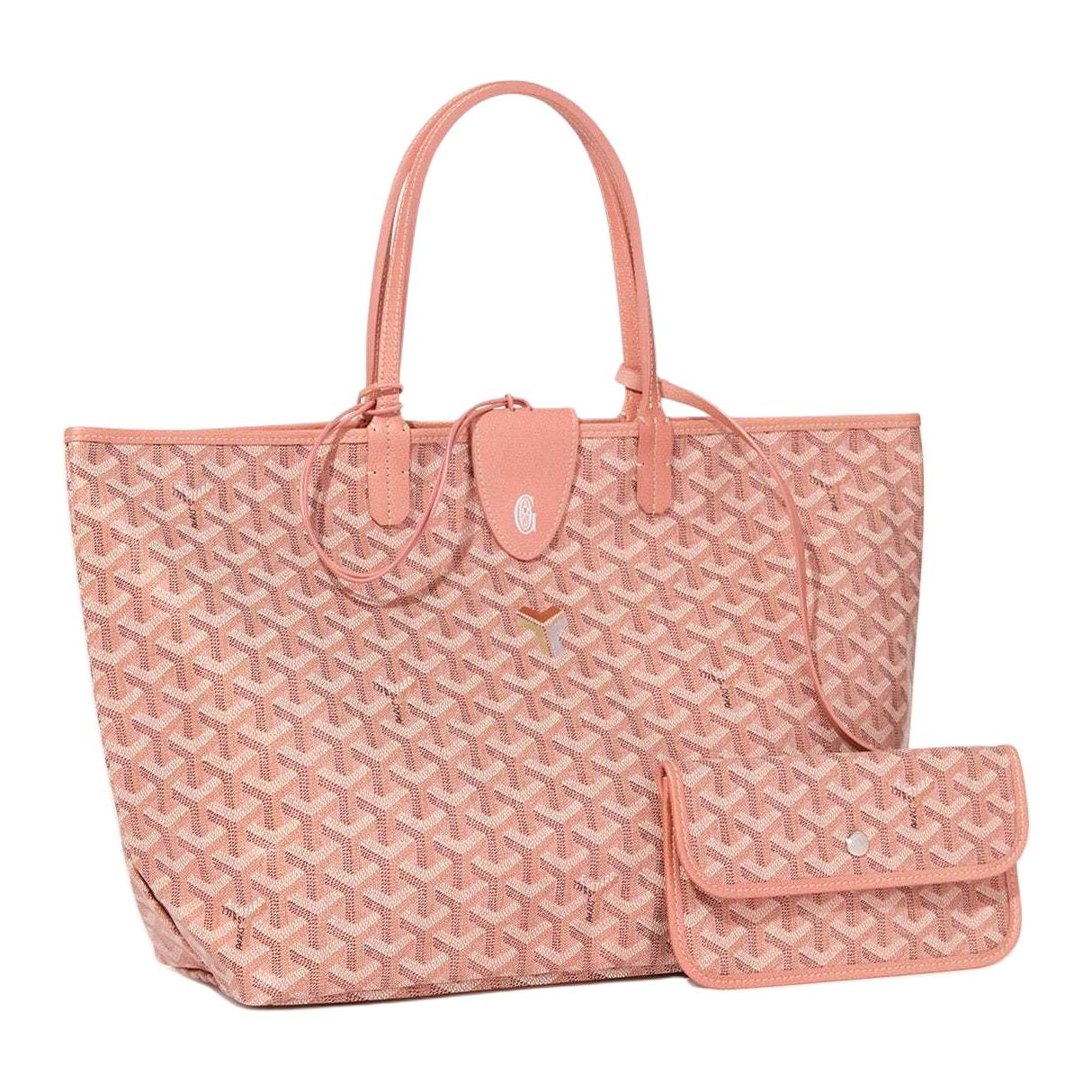GOYARD Saint Louis Canvas With Leather Canvas Bag Tote Bag Shopping Bag Handbag Small Size Unisex Pearl Pink