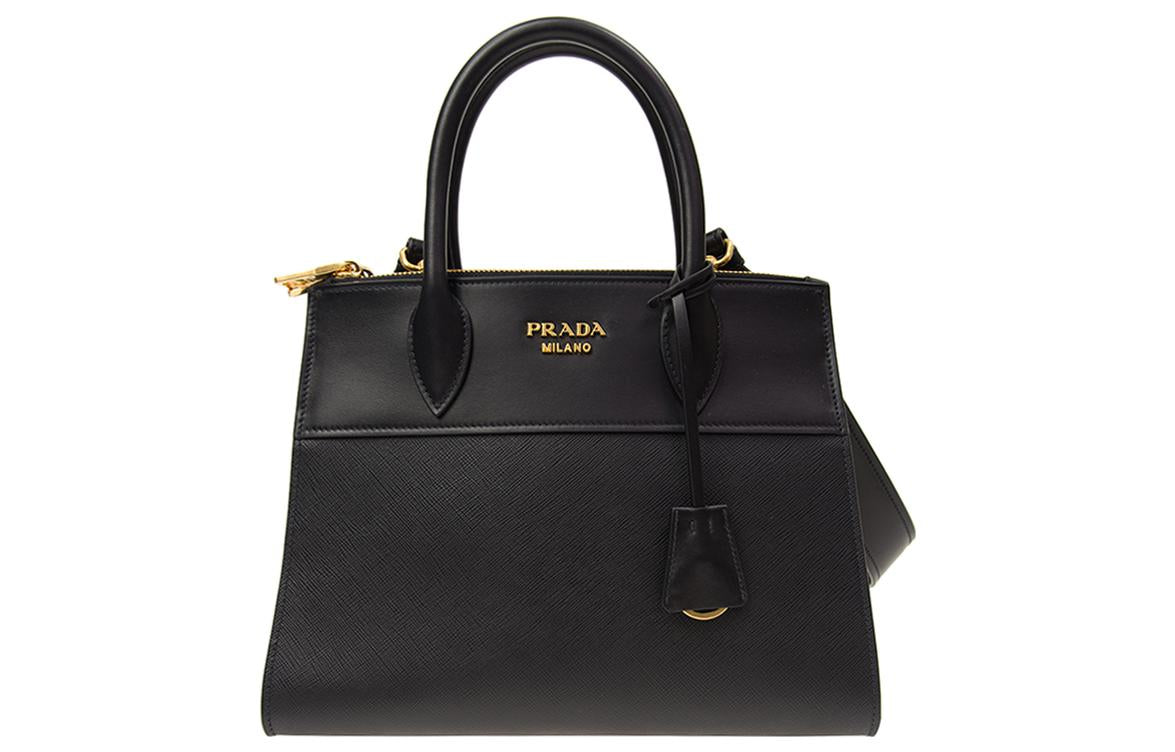 PRADA Cow Leather Shoulder Bag Crossbody Bag Handbag Women's Black