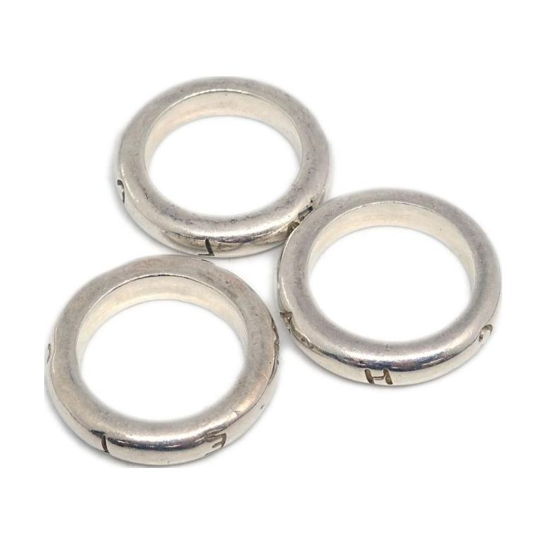 CHANEL 1990 2000s Logo engraved Rings Set Of Three