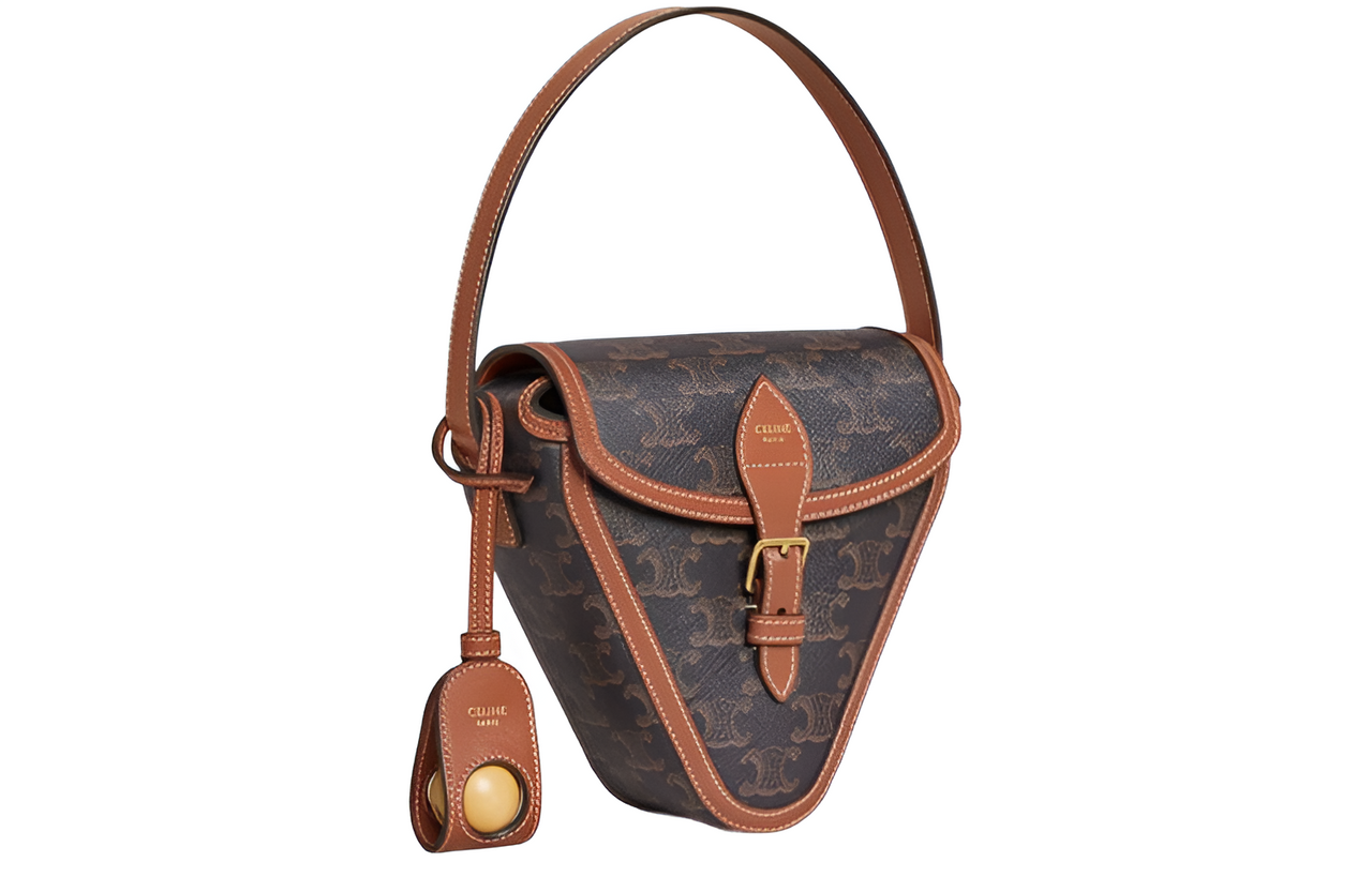CELINE Canvas Triangle Bag Handbag Regular Unisex Tawny, Blue