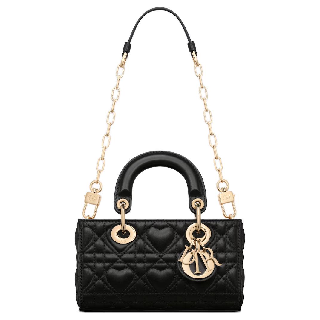 DIOR Lady D-JOY Sheepskin Shoulder Bag Crossbody Bag Handbag Extra Mini Women's Black