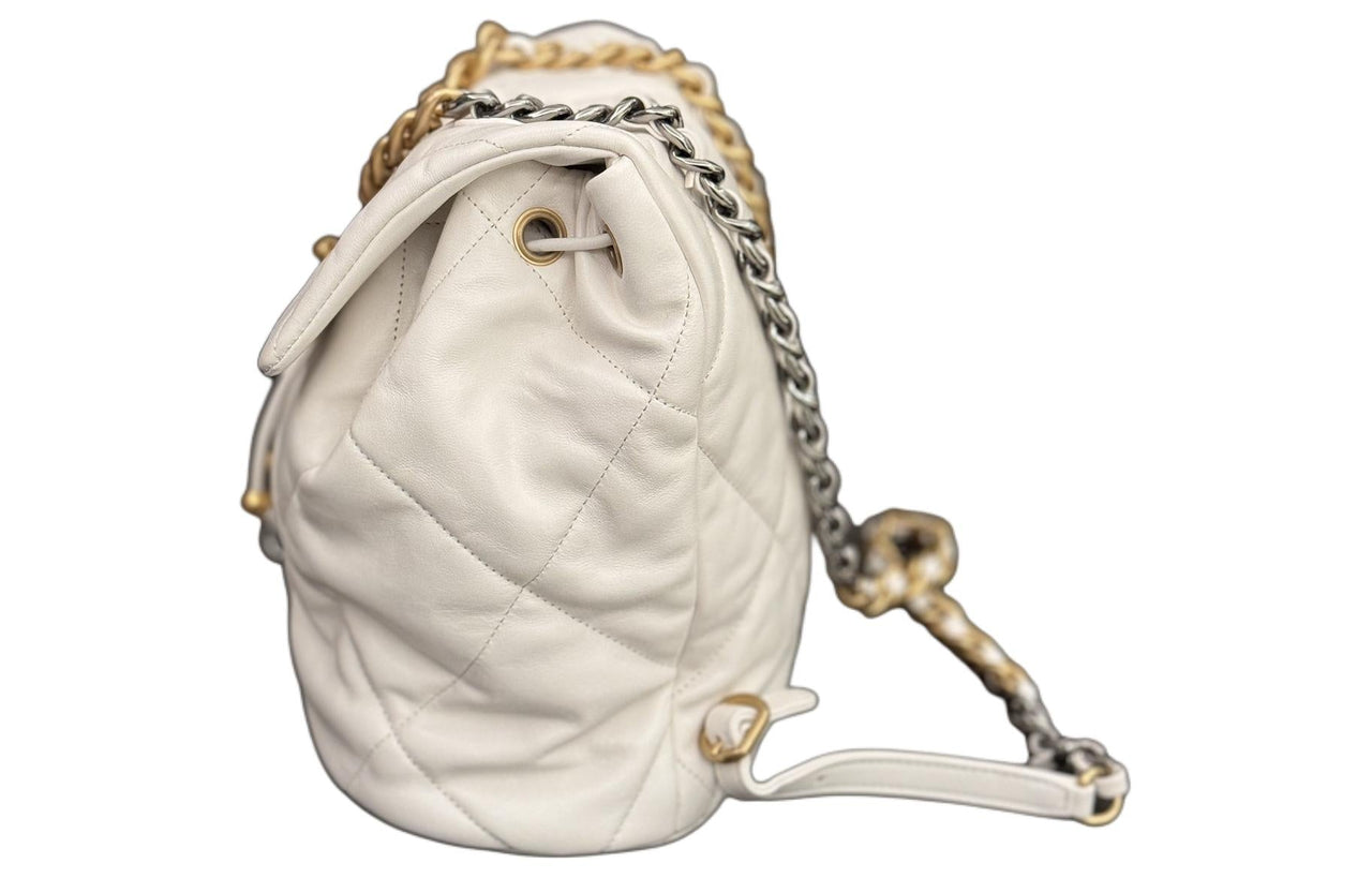 CHANEL 19Bag Sheepskin Backpack Mini Women's White