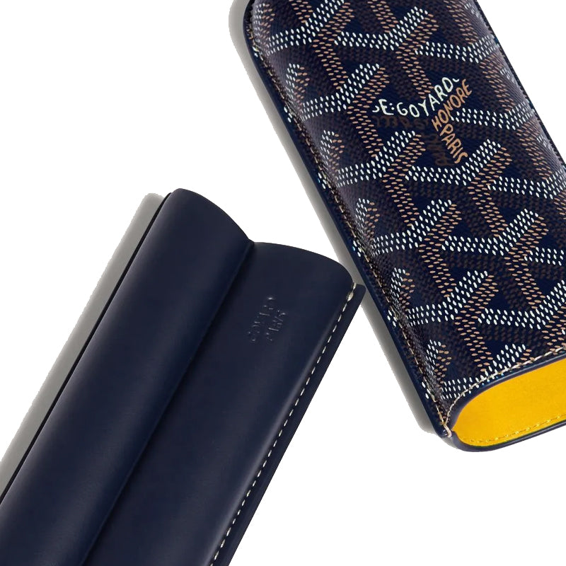 GOYARD Churchill Canvas With Calfskin Dog's Teeth Cigar Box Accessories Unisex Marine Blue