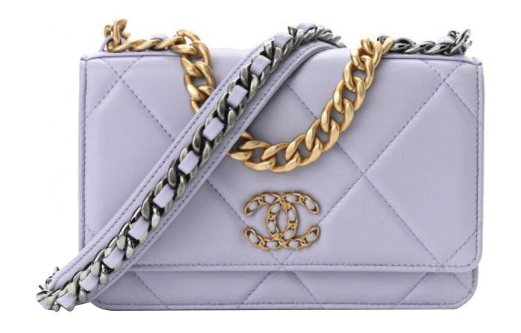 CHANEL 19Bag Sheepskin Handbag Shoulder Bag Crossbody Bag Women's Lavender