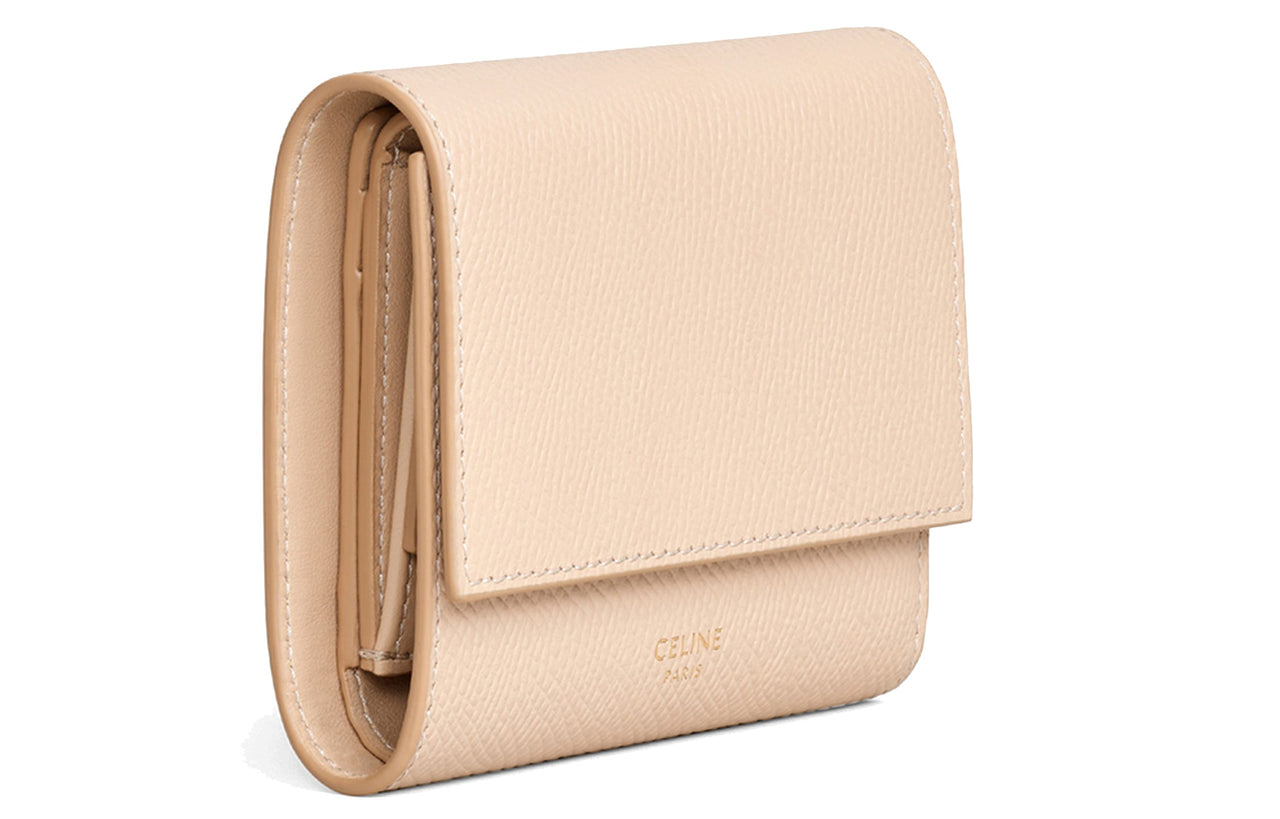 CELINE Classic Bo Grained Cow Leather Wallet Small Size Women's Nude