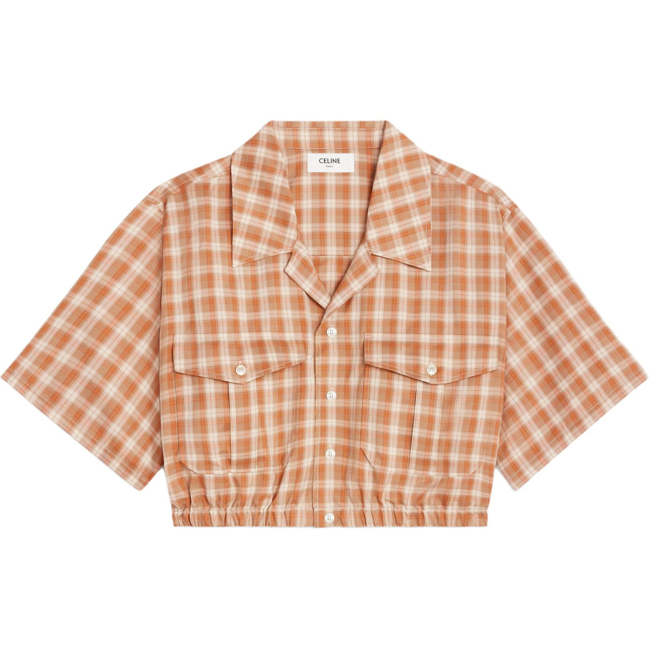 CELINE Checked Button Up Cropped Shirt