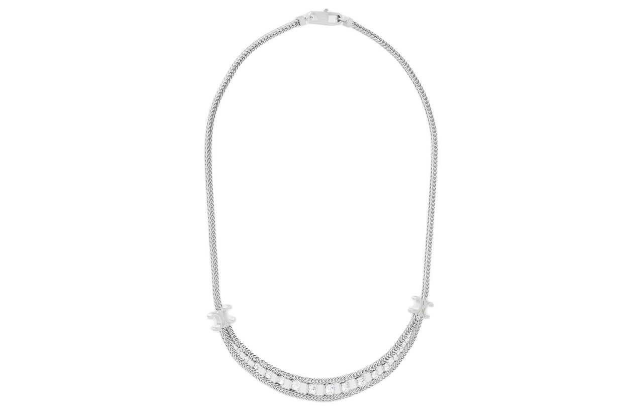 CELINE Crystal Necklaces Women's Silver