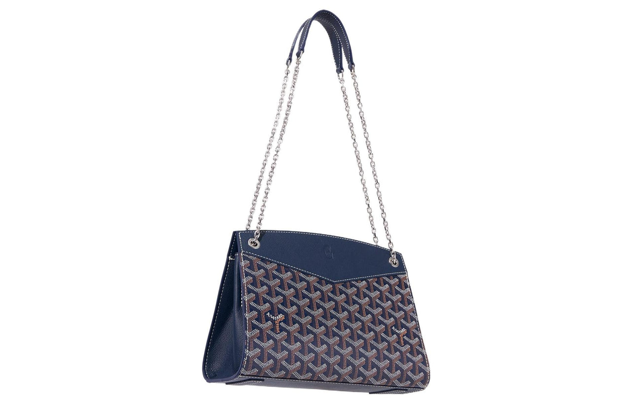 GOYARD Rouette Canvas With Leather Totes Chain Bag Shoulder Bag Women's Marine Blue