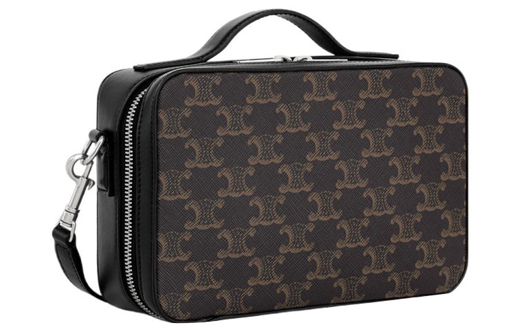 CELINE Cow Leather Handbag Shoulder Bag Crossbody Bag Regular Men's Black
