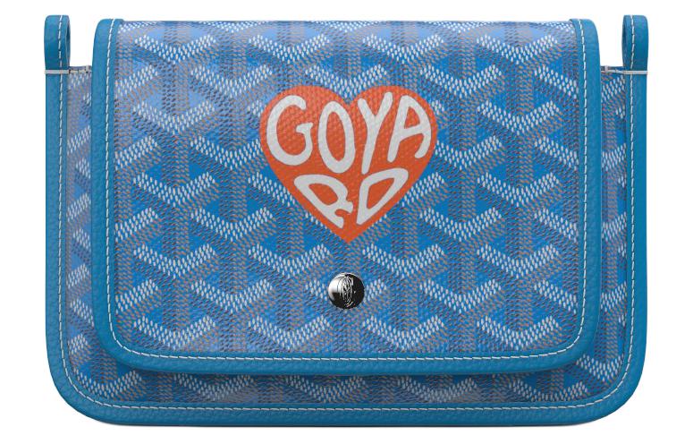 GOYARD Plumet Canvas With Leather Envelope Bag Crossbody Bag Shoulder Bag Unisex Blue With Orange Heart Design