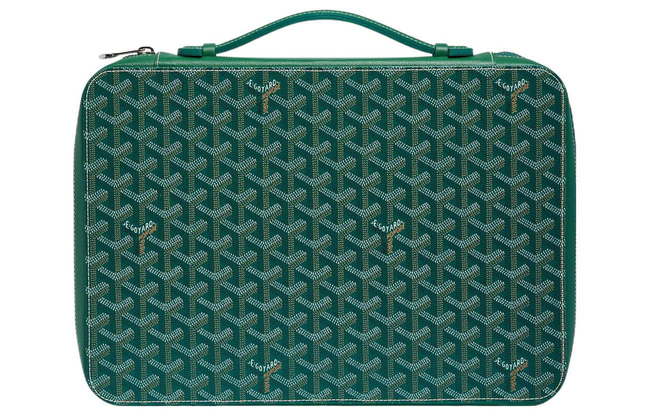 GOYARD Companion Canvas With Leather Dog's Teeth Business Bag Briefcase Regular Men's Green