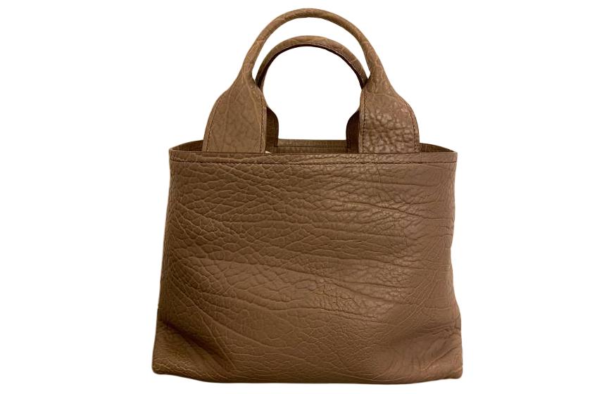 PRADA Calfskin Tote Bag Shopping Bag Handbag Women's Dark Camel