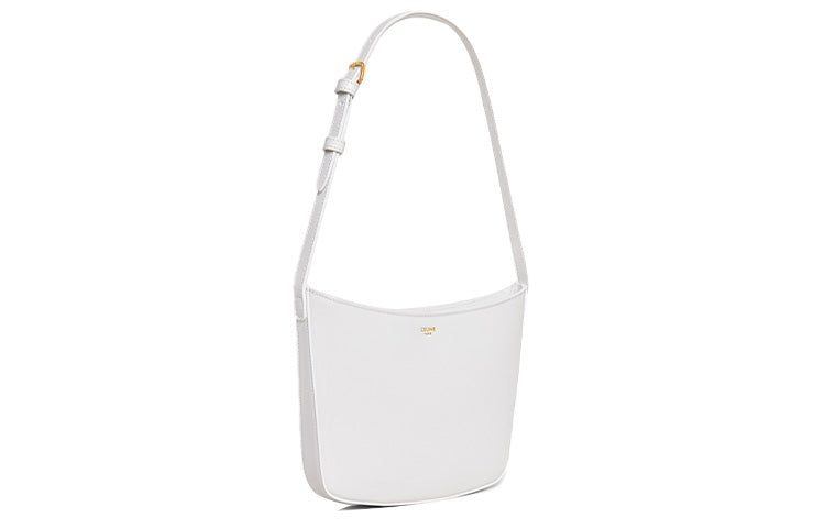 CELINE Croque Cow Leather Handbag, Shoulder Bag Women's White