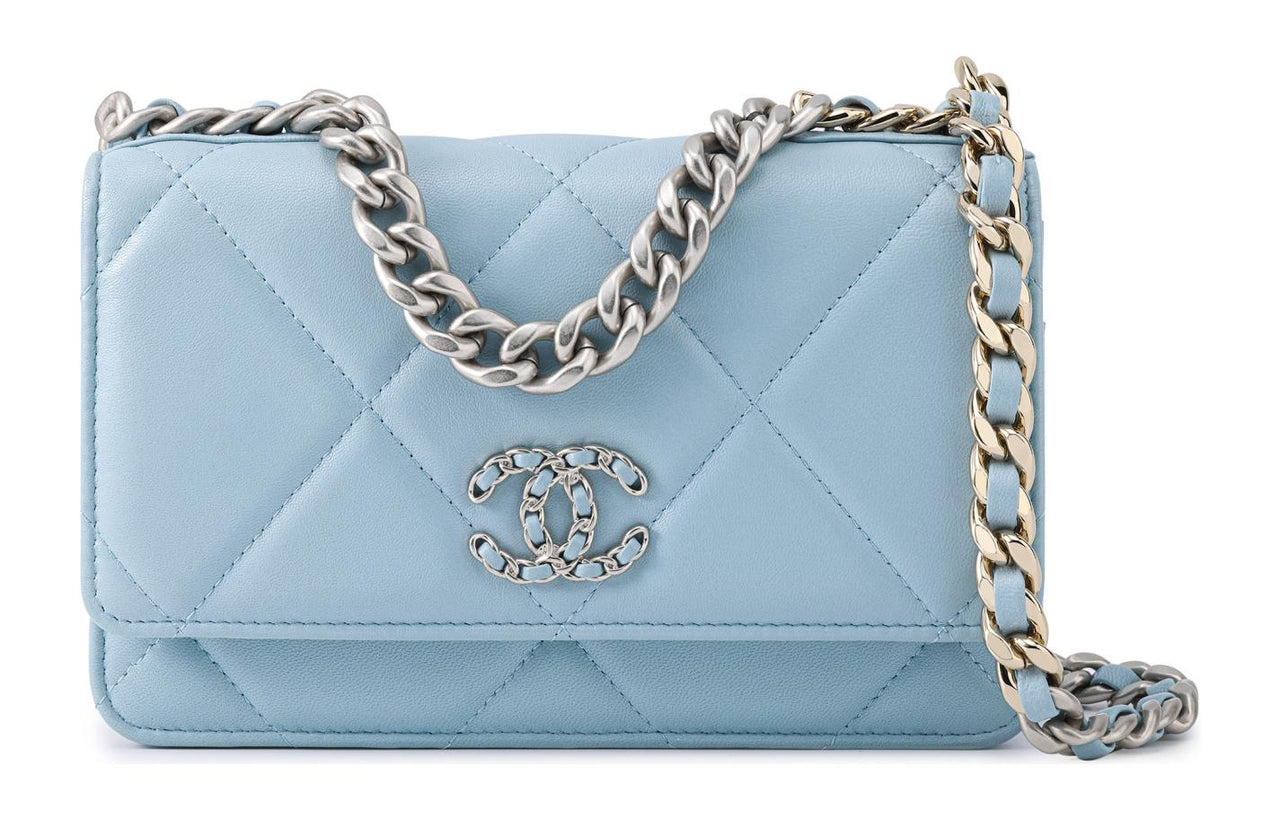 CHANEL 19Bag Lambskin Handbag Shoulder Bag Crossbody Bag Regular Women's Light Blue