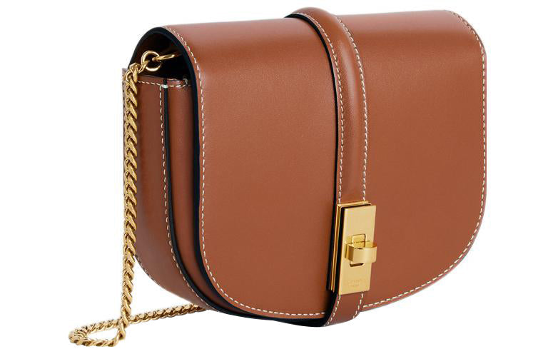 CELINE Cow Leather Portable Crossbody Bag Shoulder Bag Women's Tawny