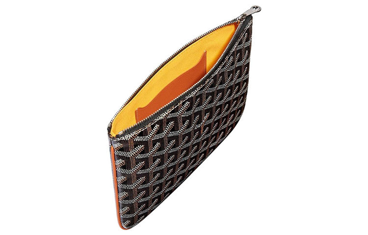 GOYARD SENAT Canvas With Leather Toiletry Bags Storage Bags Clutches Small Size Unisex Brown