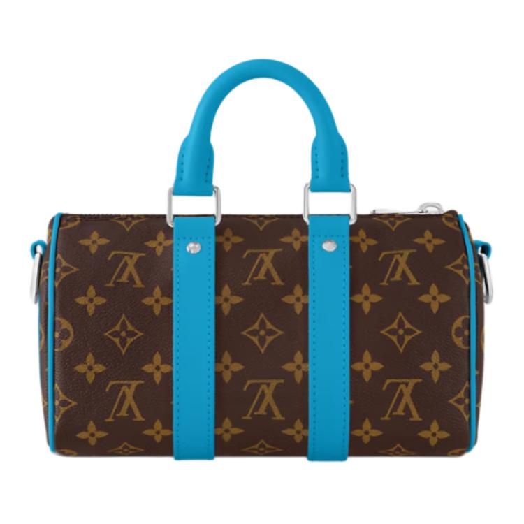 LOUIS VUITTON Coated Canvas Handbag Shoulder Bag Crossbody Bag Men's Blue & Brown