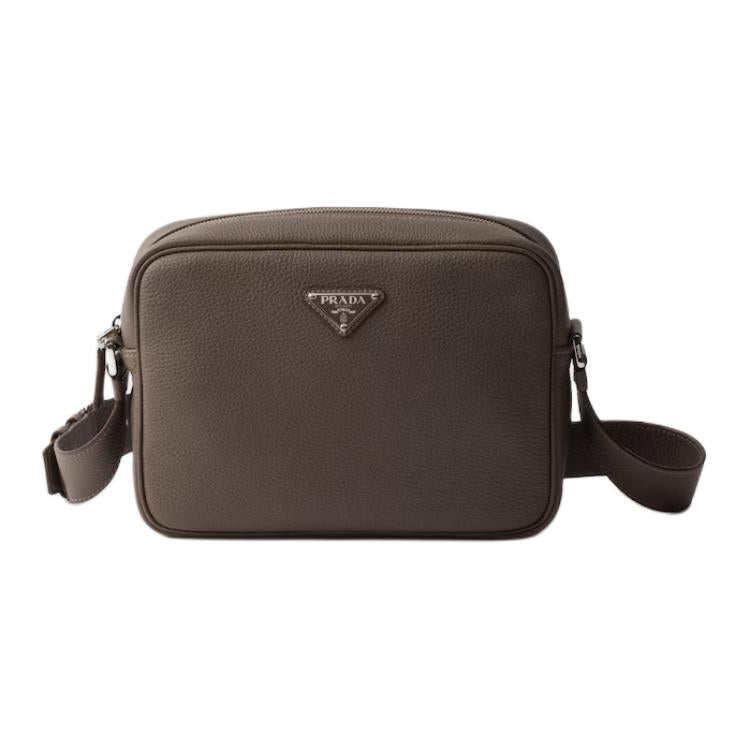 PRADA Cow Leather Shoulder Bag Women's Bamboo Gray