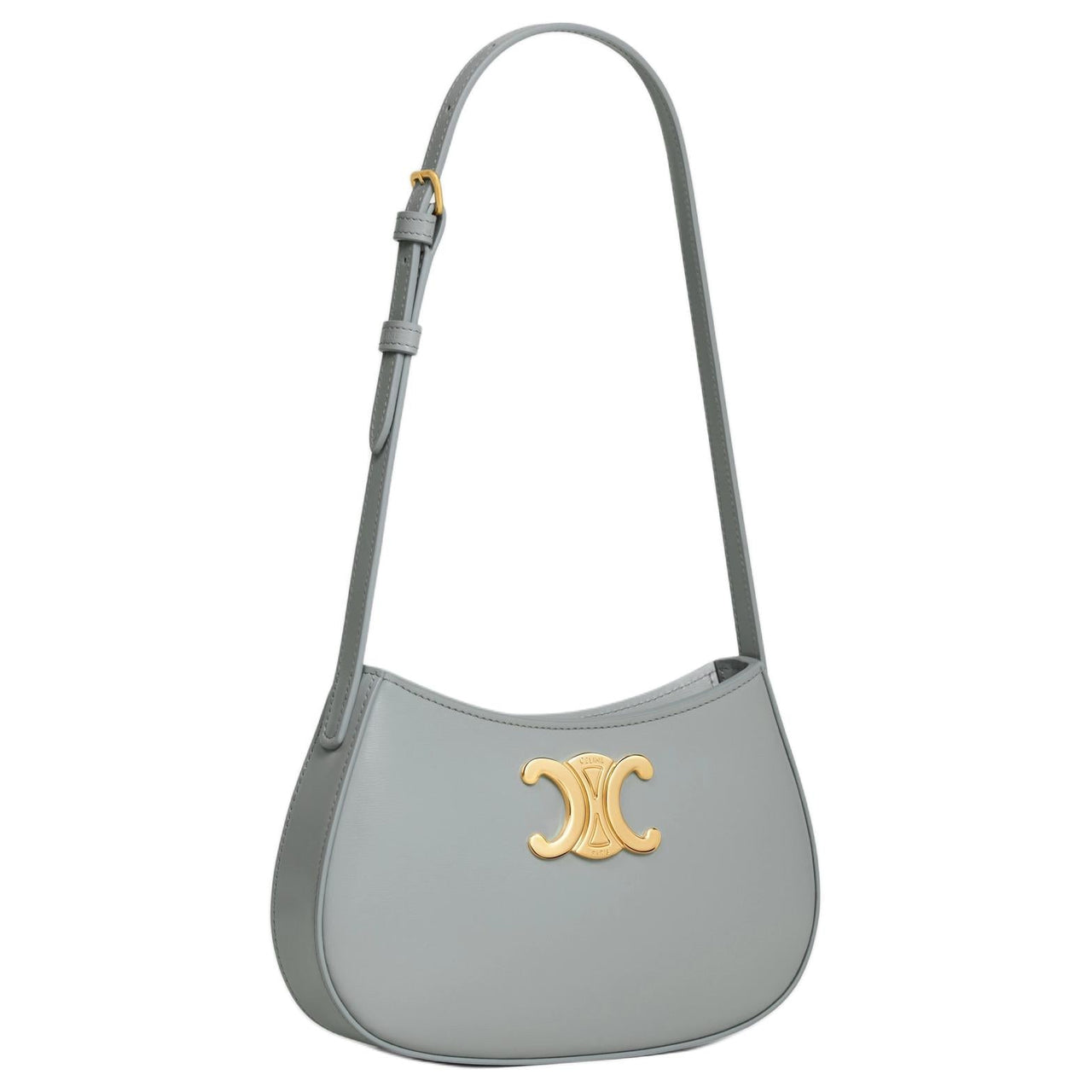 CELINE Calfskin Crossbody Bag, Shoulder Bag Medium Size Women's Pearl Blue