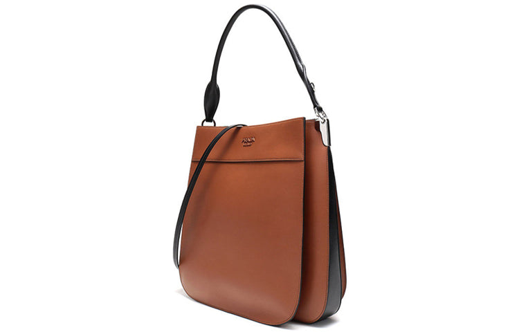 PRADA Cow Leather Handbag Shoulder Bag Women's Cognac