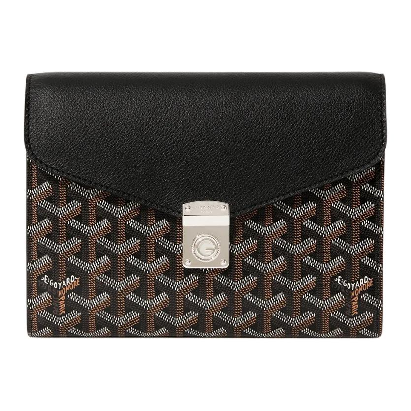 GOYARD Canvas With Calfskin Shoulder Bag Crossbody Bag Unisex Black