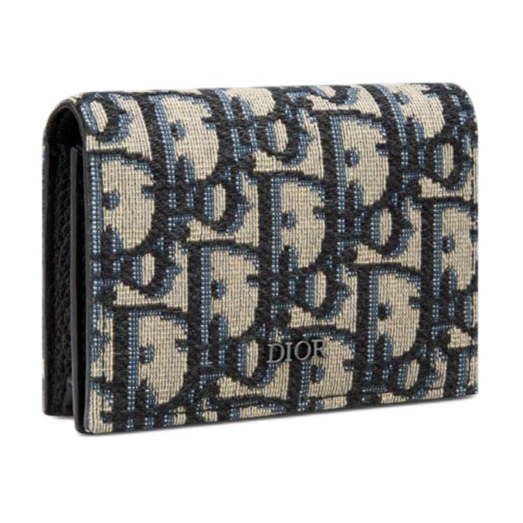 DIOR Jacquard Wallet Regular Men's Beige & Black