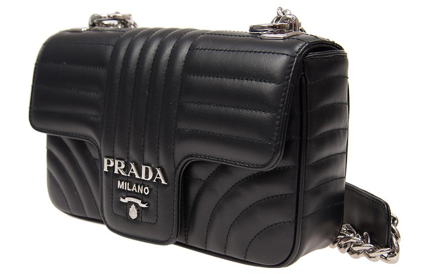 PRADA Cow Leather Portable Crossbody Bag Shoulder Bag Women's Black