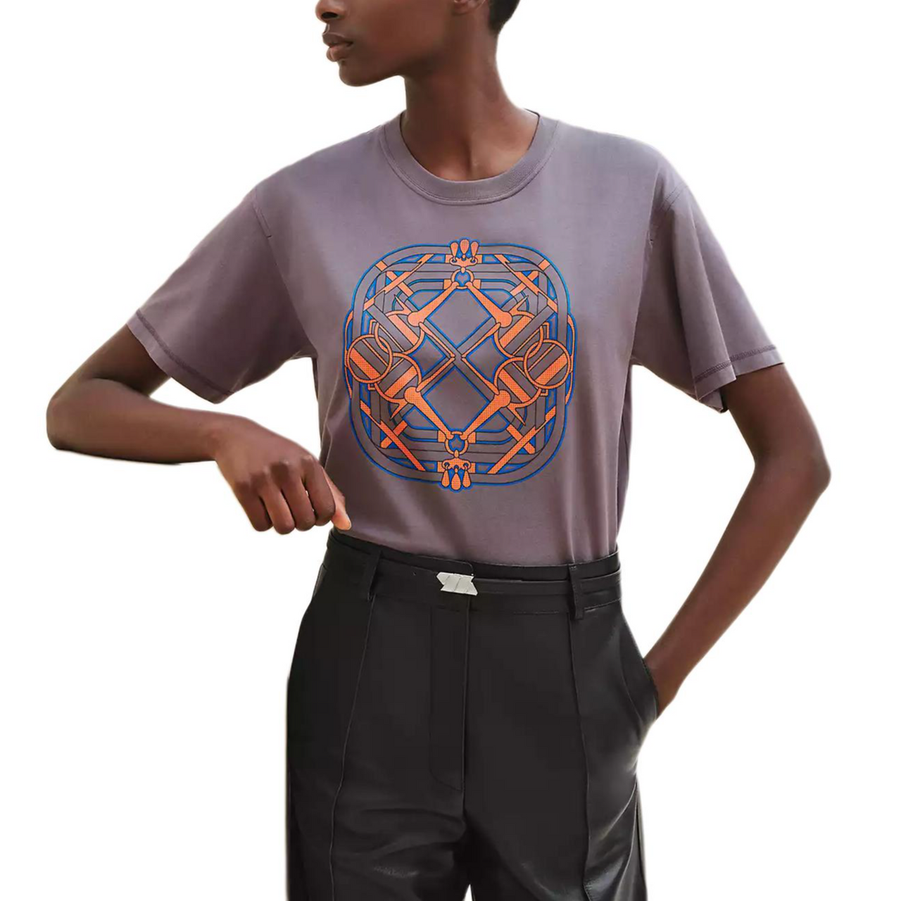 HERMES Regular T-Shirt Women's Stone Gray