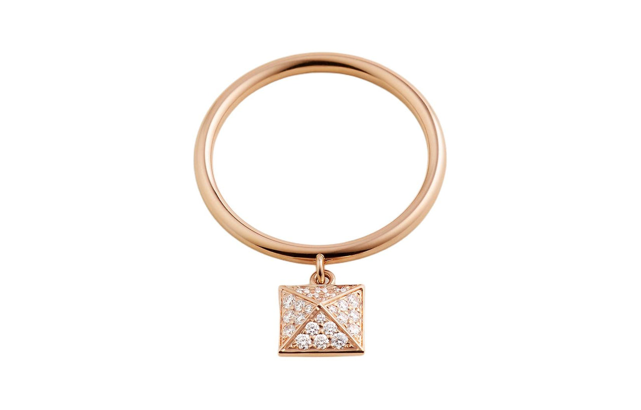 HERMES 18K Rose Gold Diamonds Rings Women's Gold