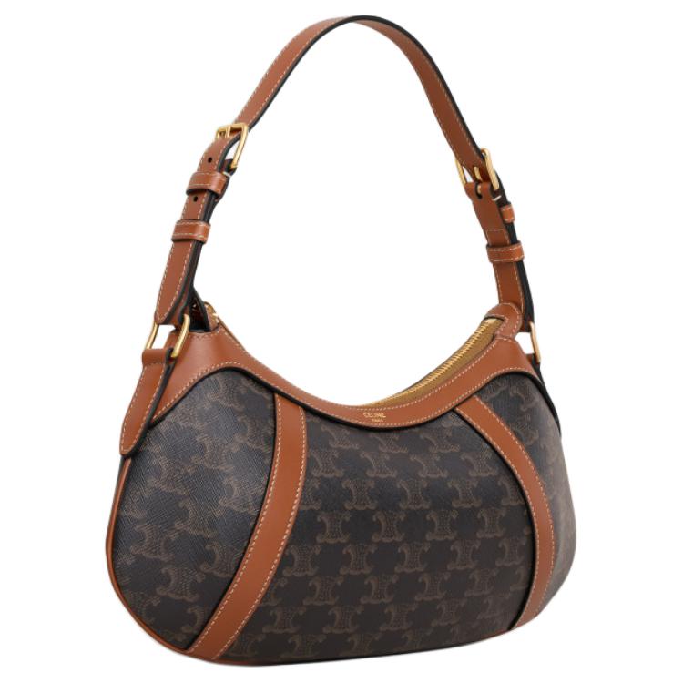CELINE Cow Leather Hobo Bag, Handbag Women's Tawny