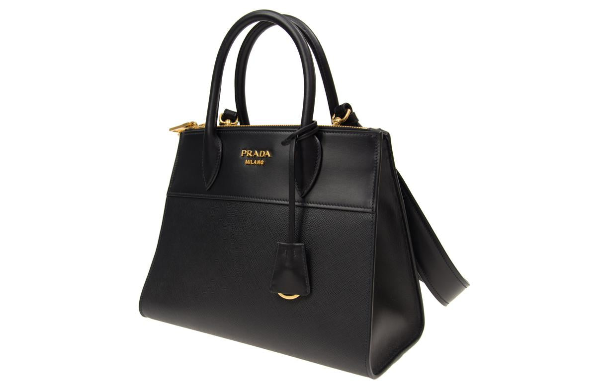 PRADA Cow Leather Shoulder Bag Crossbody Bag Handbag Women's Black