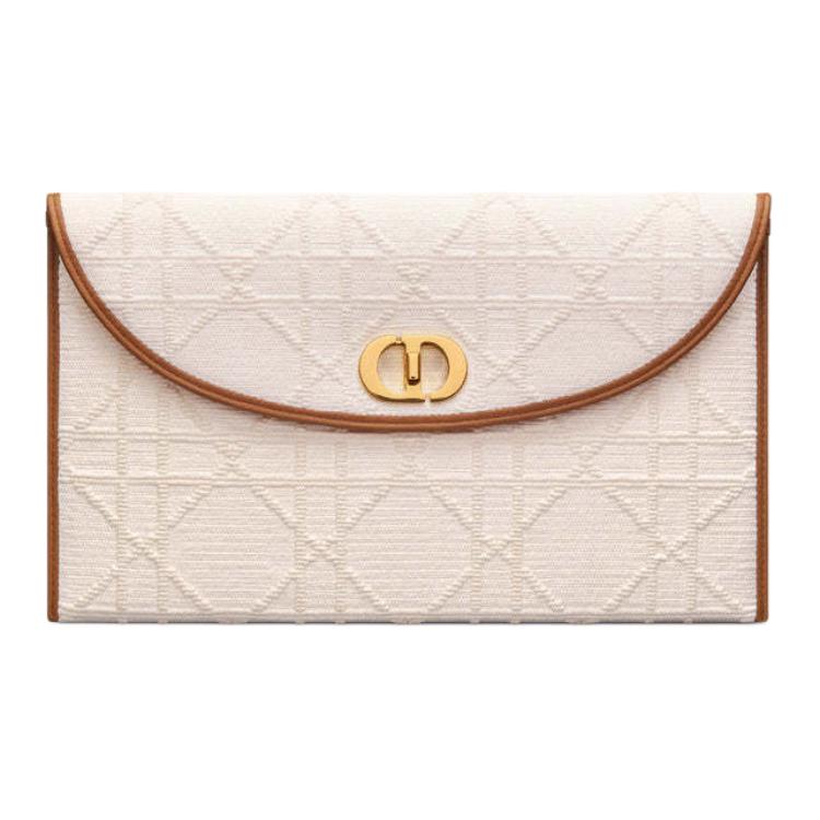 DIOR 30 Montaigne Woven Cotton Clutch Women's Beige