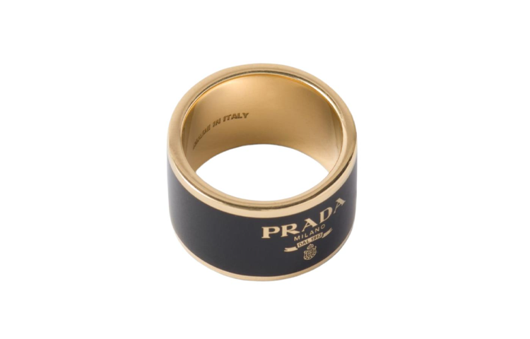PRADA Enamel Metal Rings Women's Black