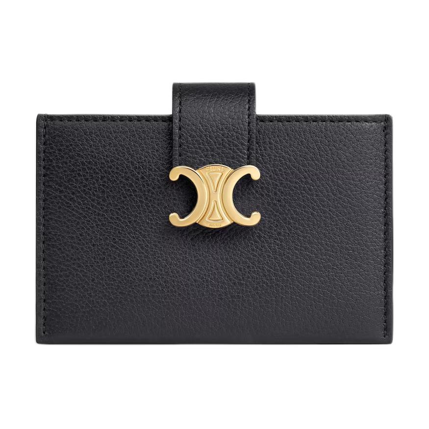 CELINE Calfskin Card Holder Women's Black