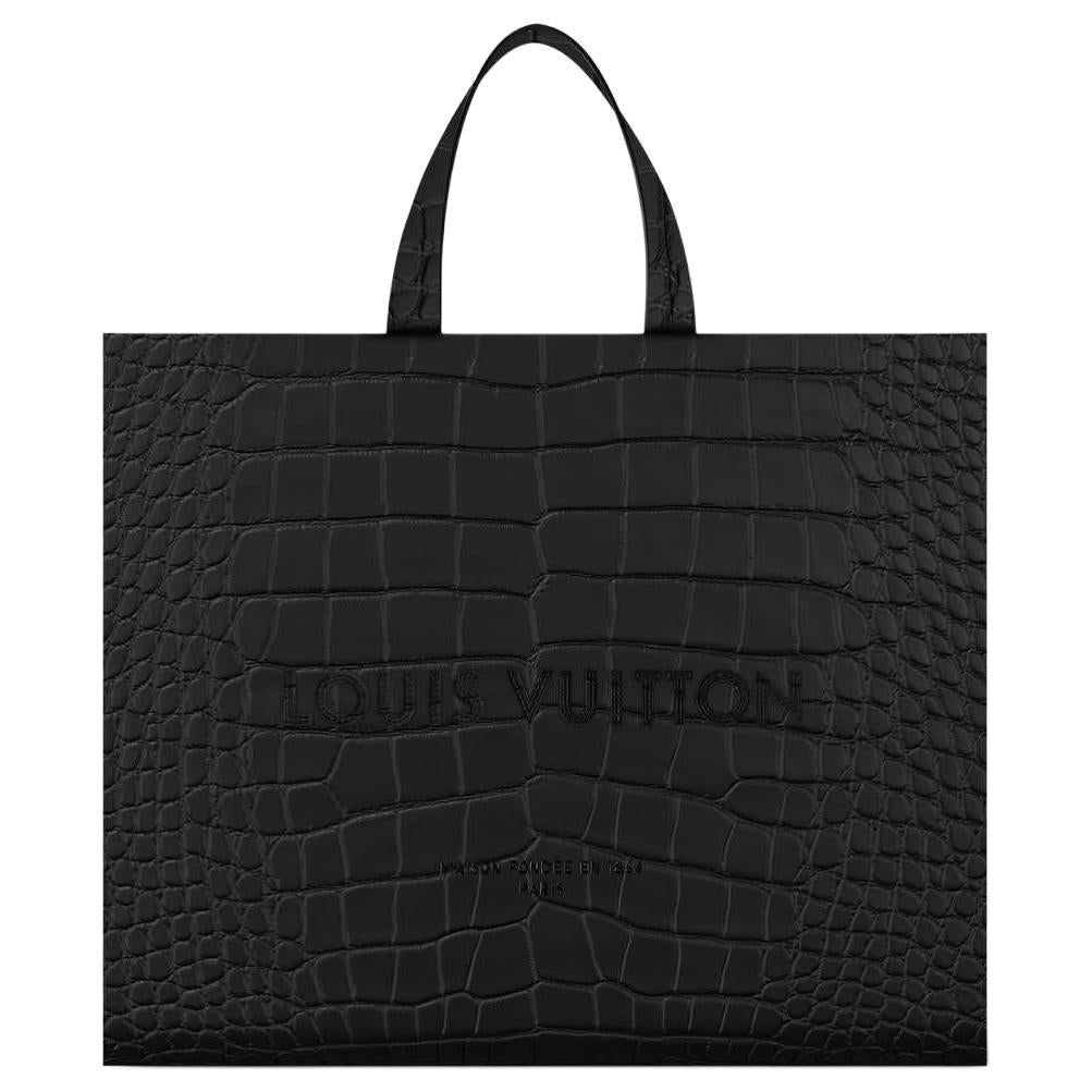 LOUIS VUITTON Leather Trim Tote Bag Shopping Bag Shoulder Bag Handbag Men's Black