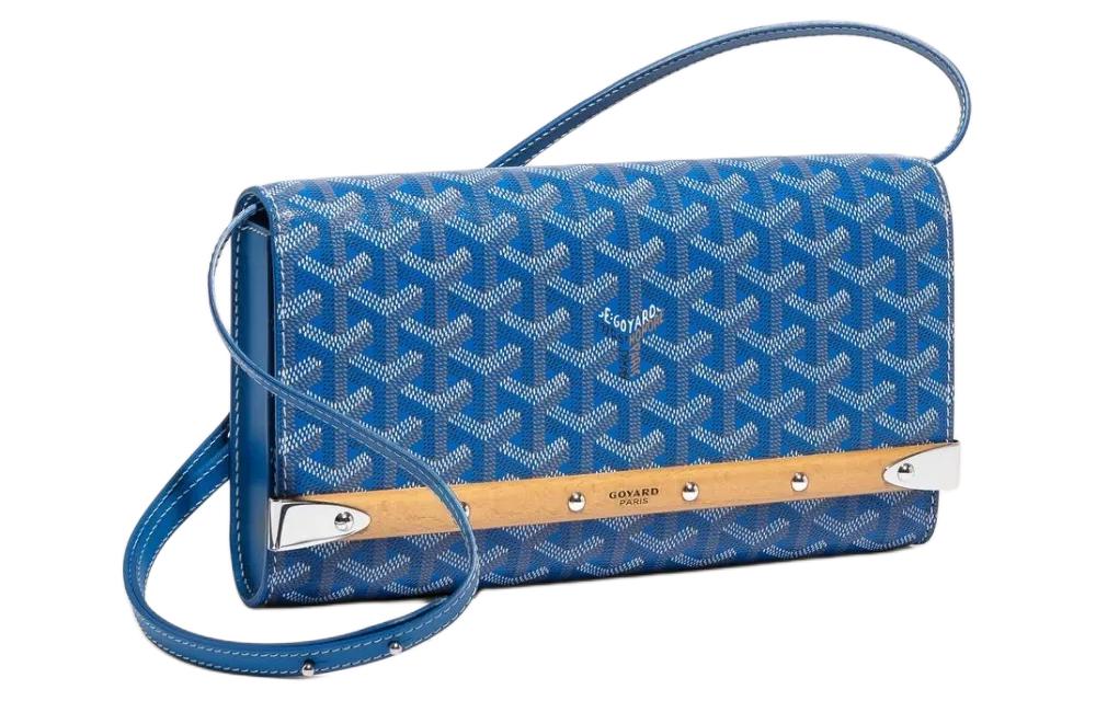 GOYARD MONTE-CARLO Canvas With Calfskin One Shoulder Crossbody Clutches Small Size Unisex Blue