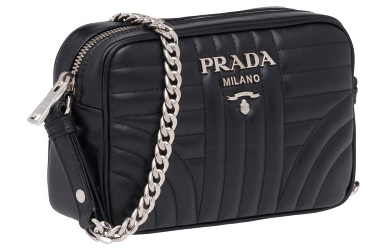 PRADA Diagramme Cow Leather Crossbody Bag, Shoulder Bag Women's Black