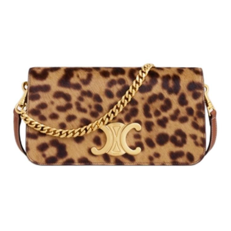CELINE Calfskin Shoulder Bag Regular Women's Brown