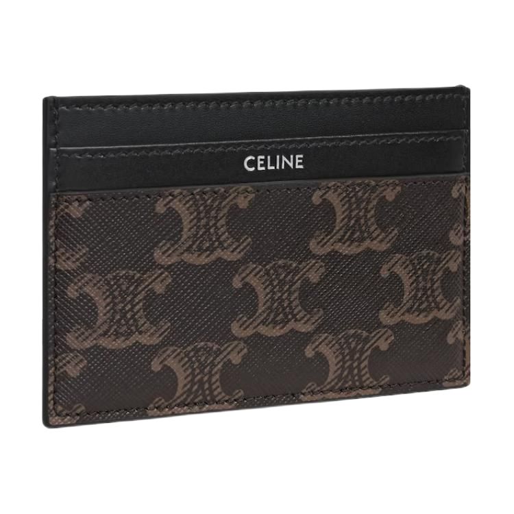 CELINE CANVAS TRIOMPHE Canvas Card Holder Medium Size Men's Black & Brown