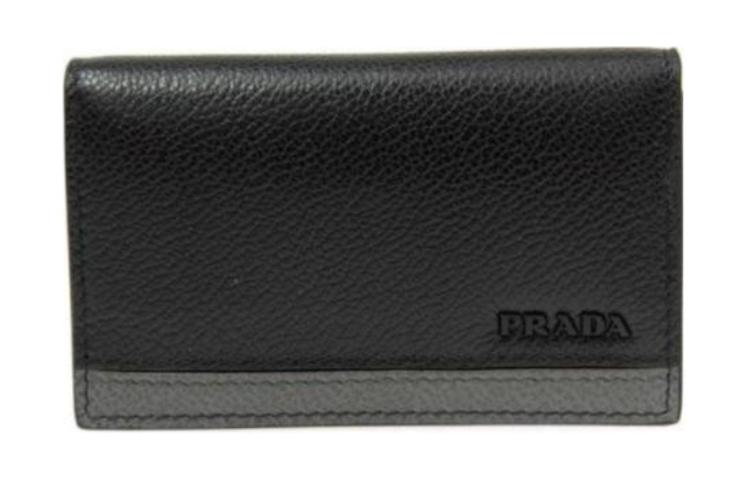 PRADA Calfskin Wallet Men's Black
