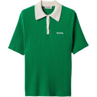 MIU MIU Ribbed Cashmere Polo Top