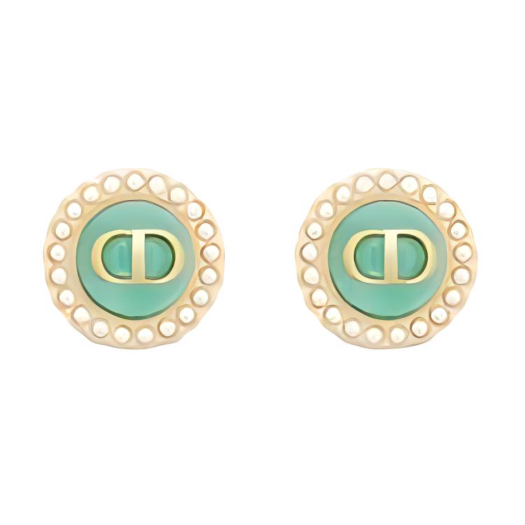 DIOR Metal Stud Earrings Women's Gold